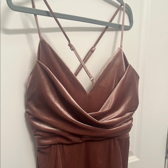 ASOS Strappy Midi Dress Dusty Rose Pink Stretch Bias Ruffle Size 8 - Picture 4 of 12